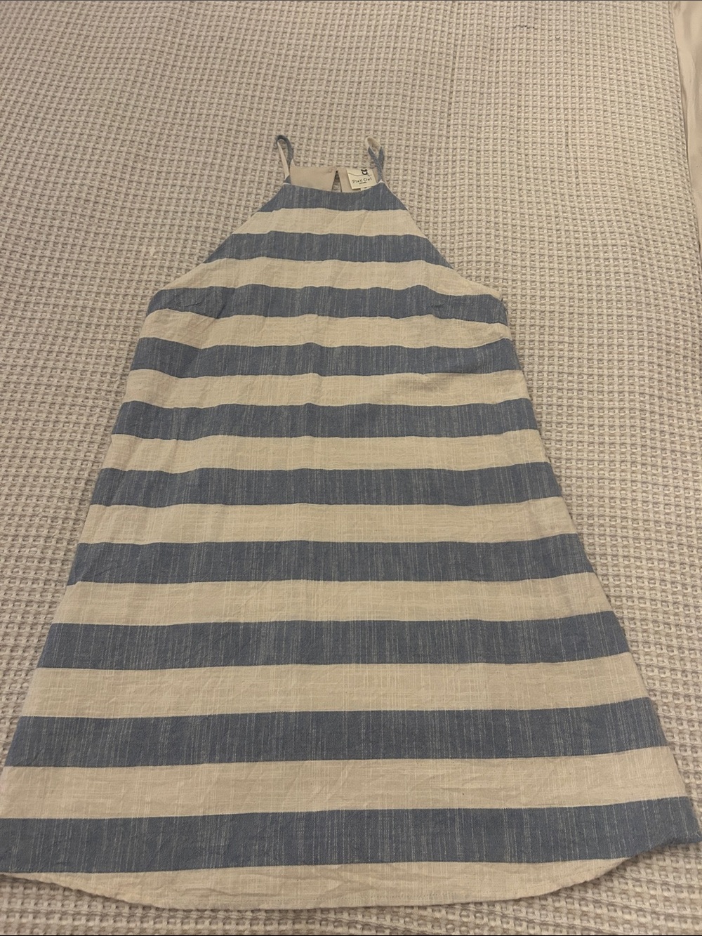 Pink Owl Blue and White Striped Halter-Style Kids Dress